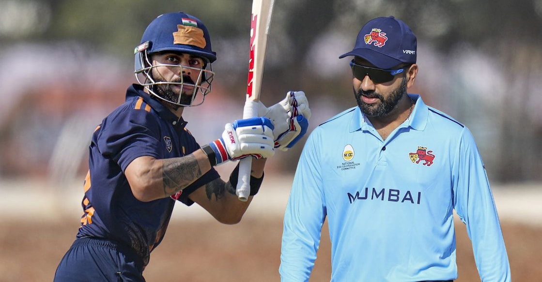 Delhi's Virat Kohli plays a shot during the Vijay Hazare Trophy 2025-26 cricket match between Andhra and Delhi, at BCCI Centre of Excellence Grond, in Bengaluru, Wednesday, Dec. 24, 2025. (PTI Photo/Shailendra Bhojak) - 1