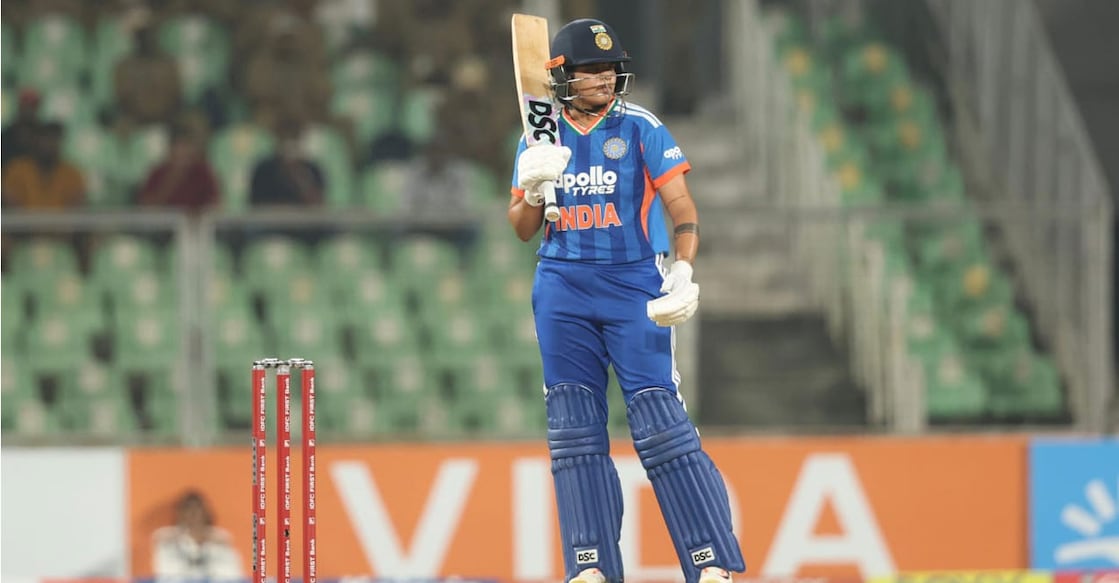 India's Shafali Verma during the third T20I against Sri Lanka at the Greenfield Stadium in Thiruvananthapuram on December 26, 2025. Photo: KCA