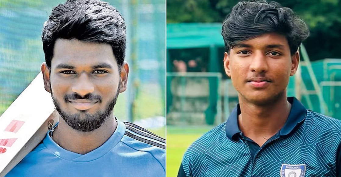 Aaron George and Mohamed Enaan are two Malayalis in India’s 15-member squad for the Under-19 World Cup to be held in Zimbabwe and Namibia in January-February 2026. Photos: Credit to the respective owners