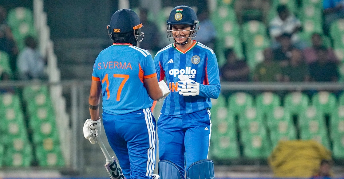 India's Shafali Verma and Smriti Mandhana during the fourth T20I against Sri Lanka at the Greenfield International Stadium in Thiruvananthapuram on December 28, 2025. Photo: PTI