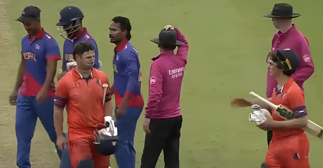 Untitled design - 1 The Netherlands defeated Nepal in the third Super Over of their T20I match in Glasgow on June 17, 2025. Photo: Screengrab/Fancode (enhanced using ai)