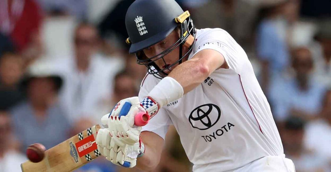 England's Ollie Pope plays a shot on day two of the first cricket test match between England and India at Headingley cricket ground in Leeds, northern England on June 21, 2025. (Photo by Darren Staples / AFP) / RESTRICTED TO EDITORIAL USE. NO ASSOCIATION WITH DIRECT COMPETITOR OF SPONSOR, PARTNER, OR SUPPLIER OF THE ECB
