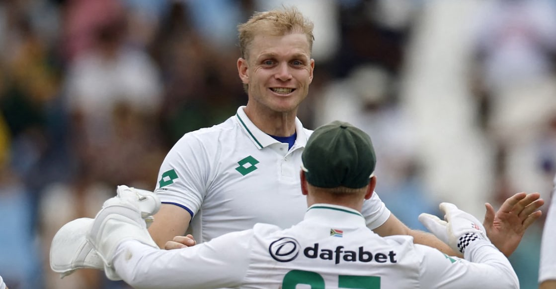 Corbin Bosch scored an unbeaten 100 in the first innings and bagged 5/43 in the second innings for South Africa against  Zimbabwe at Bulawayo. File photo: AFP