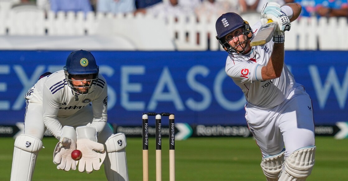 England's Joe Root plays a shot on the first day of the third Test cricket match against India at the Lord's Cricket Ground, in London on July 10, 2025. Photo: PTI