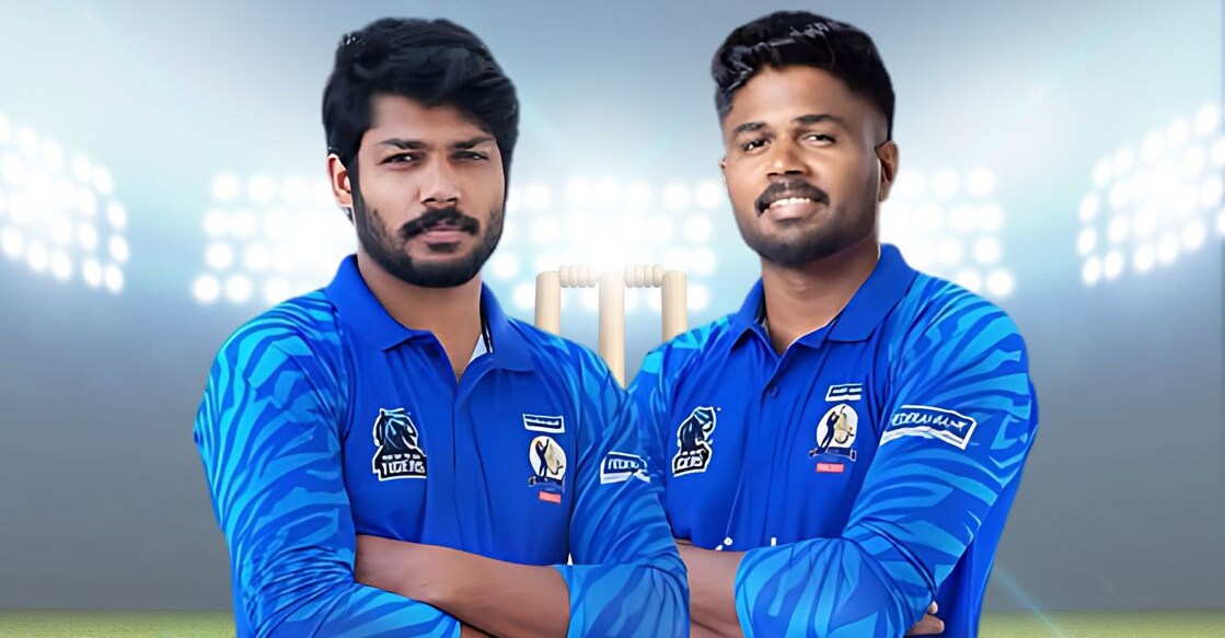 Saly Samson and Sanju Samson will play together at Kochi Blue Tigers in KCL-2. Photo: Kochi Blue Tigers/ enhanced using AI