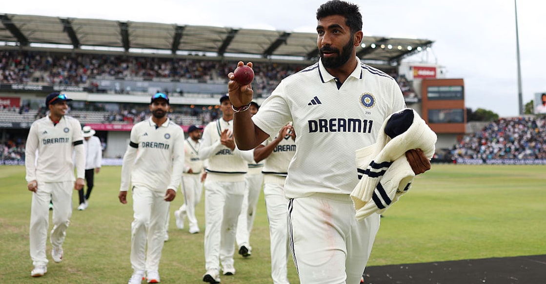 അഞ്ച് വിക്കറ്റുകൾ നേടിയപ്പോൾ ജസ്പ്രീത് ബുമ്രയുടെ ആഹ്ലാദം. Photo: X@BCCI