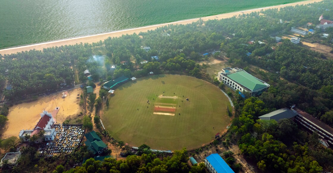 An aerial view of the St Xavier's College Ground at Thumba in Thiruvananthapuram. Photo: KCA