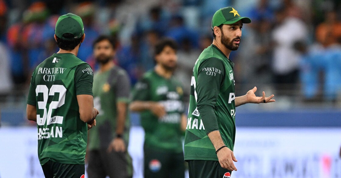 Pakistan's captain Salman Agha reacts at the end of the Asia Cup match against India at the Dubai International Stadium in Dubai on September 14, 2025. File photo: AFP/ Sajjad Hussain