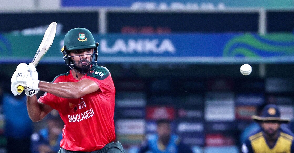 Bangladesh's Saif Hassan plays a shot during the Asia Cup 2025 Super Fours match against Sri Lanka at the Dubai International Stadium in Dubai on September 20, 2025. Photo: AFP/ Fadel Senna 