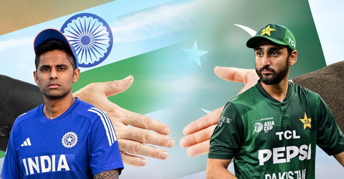 Indian captain Suryakumar Yadav refused to shake hands with his Pakistani counterpart Salman Ali Agha when the teams met in the league phase of the Asia Cup in Dubai. Photos: AFP/graphic made using Canva