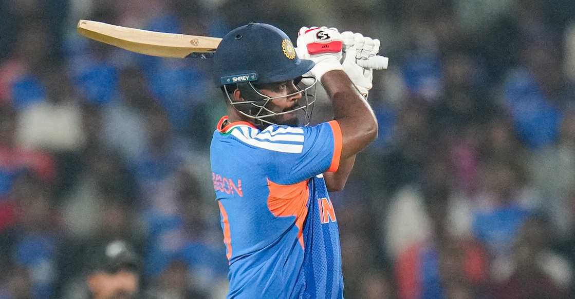 India's Sanju Samson plays a shot during the first T20I against New Zealand at Vidarbha Cricket Association Stadium in Nagpur on January 21, 2026. Photo: PTI