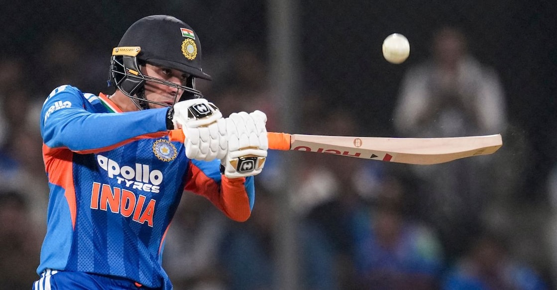 India's Abhishek Sharma plays a shot during the third T20I cricket match of a series between India and West Indies. Photo: PTI/Kunal Patil
