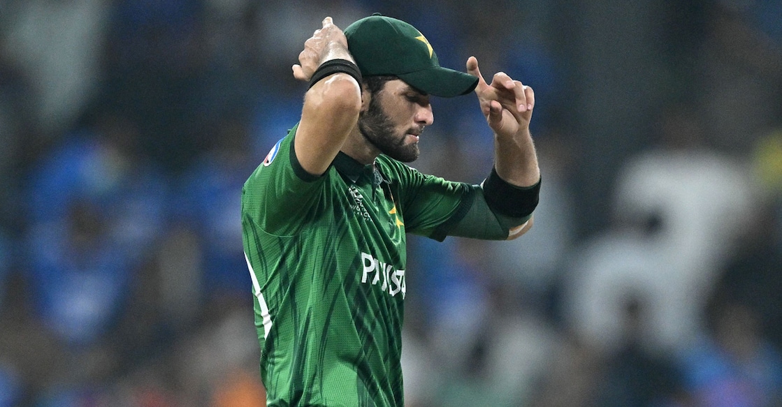 Pakistan's Shaheen Shah Afridi reacts during an ICC Men's T20 Cricket World Cup group stage match against India at the R Premadasa Stadium in Colombo on February 15, 2026. File photo: AFP/ Manan Vatsyayana 