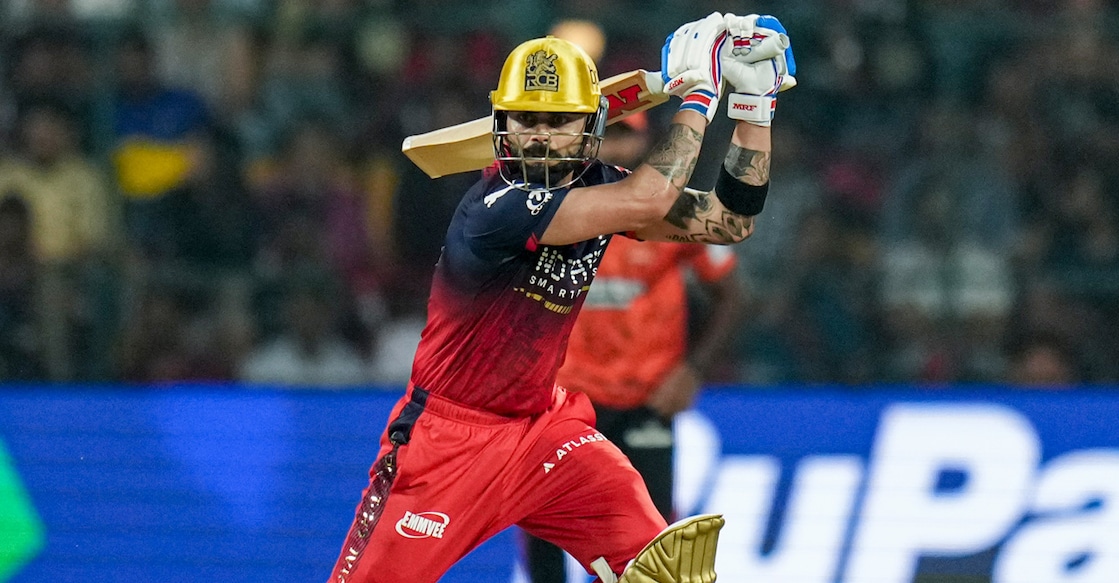 Royal Challengers Bengaluru's Virat Kohli plays a shot during an Indian Premier League (IPL) 2026 opener against Sunrisers Hyderabad at the M Chinnaswamy Stadium in Bengaluru on March 28, 2026. Photo: PTI