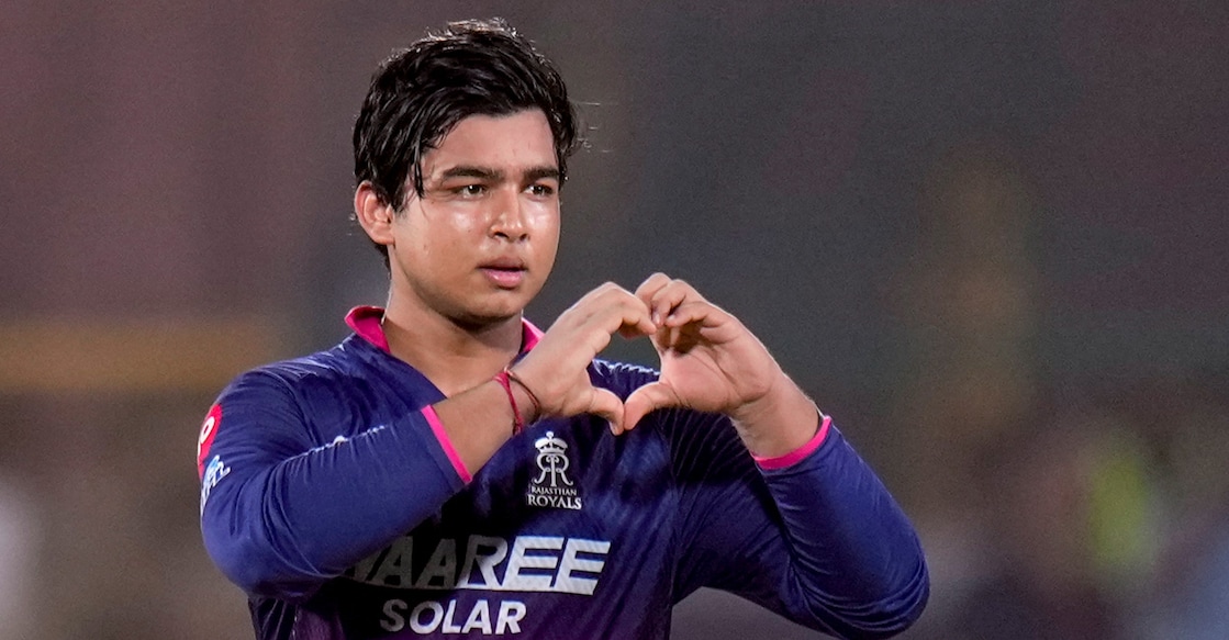 Rajasthan Royals' Vaibhav Sooryavanshi celebrates his century against Sunrisers Hyderabad during an IPL 2026 match in Jaipur on April 25, 2026. Photo: PTI