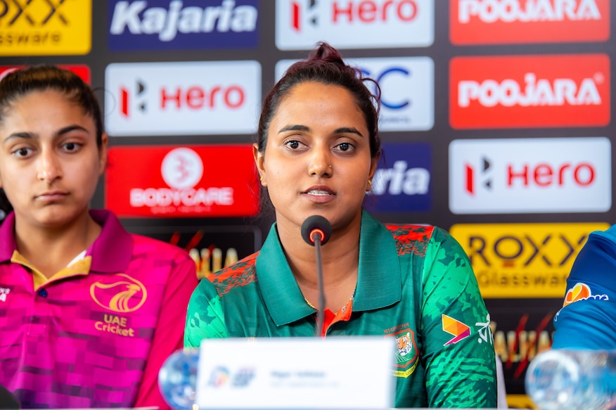 **EDS: IMAGE VIA SLC** Dambulla: Bangladesh Women captain Nigar Sultana Joty speaks during a press conference ahead of the Women's Asia Cup T20 tournament, in Dambulla, Sri Lanka, Thursday, July 18, 2024. (PTI Photo) (PTI07_18_2024_000211B)