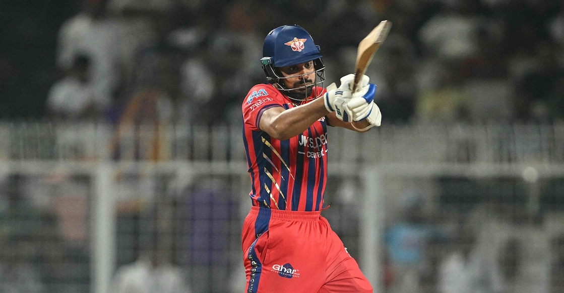 Lucknow Super Giants' Mukul Choudhary plays a shot during the IPL 2026 match against Kolkata Knight Riders at the Eden Gardens in Kolkata on April 9, 2026. Photo: AFP/ Dibyangshu Sarkar