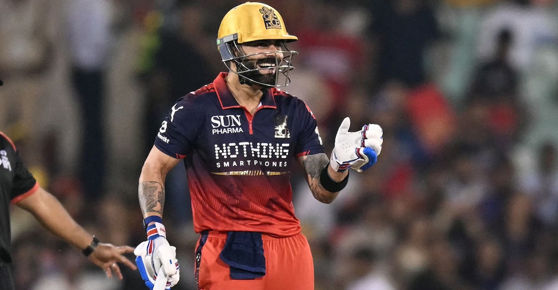 Royal Challengers Bengaluru's Virat Kohli reacts during an IPL 2026 match against Kolkata Knight Riders in Raipur on May 13, 2026. Photo: AFP/ Noah Seelam