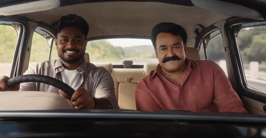 A screengrab of Sanju Samson and Mohanlal from the KCL-3 promo video. Photo: Youtube/Kerala Cricket League