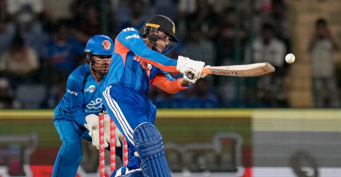 New Delhi: India's Abhishek Sharma plays a shot during the first T20I cricket match between India and Afghanistan, in New Delhi, Sunday, Sept. 13, 2026. (PTI Photo/Money Sharma)(PTI09_13_2026_000537A)