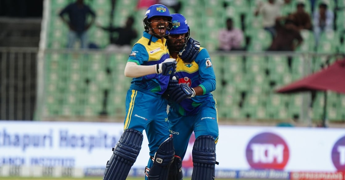 Thrissur players celebrate after the match against Trivandrum Royals. Photo: KCL