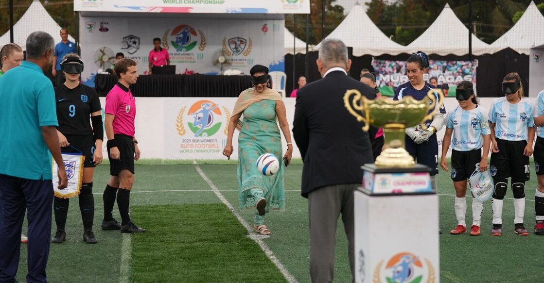 The ceremony before the final match of the women's blind football championship in Kochi. Photo: Special arrangement
