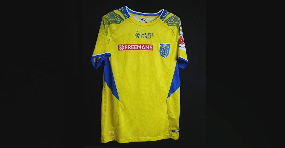The freshly-launched home kit of Kerala Blasters. Photo: Special arrangement
