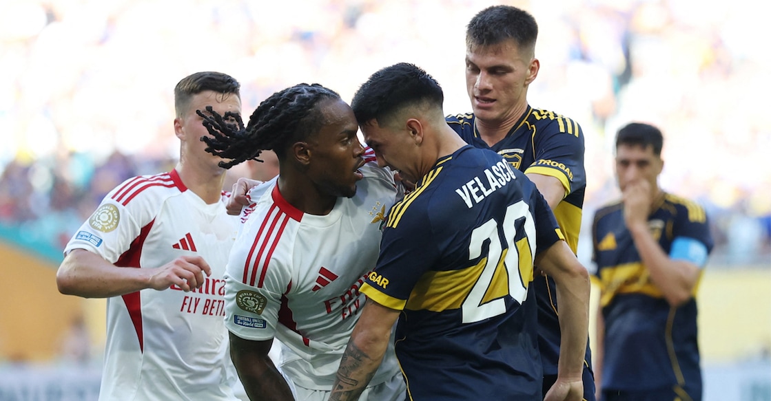 boca-benfica-club-world-cup Benfica's Renato Sanches and Boca Juniors' Alan Velasco clash during the match. Photo: REUTERS/Hannah Mckay