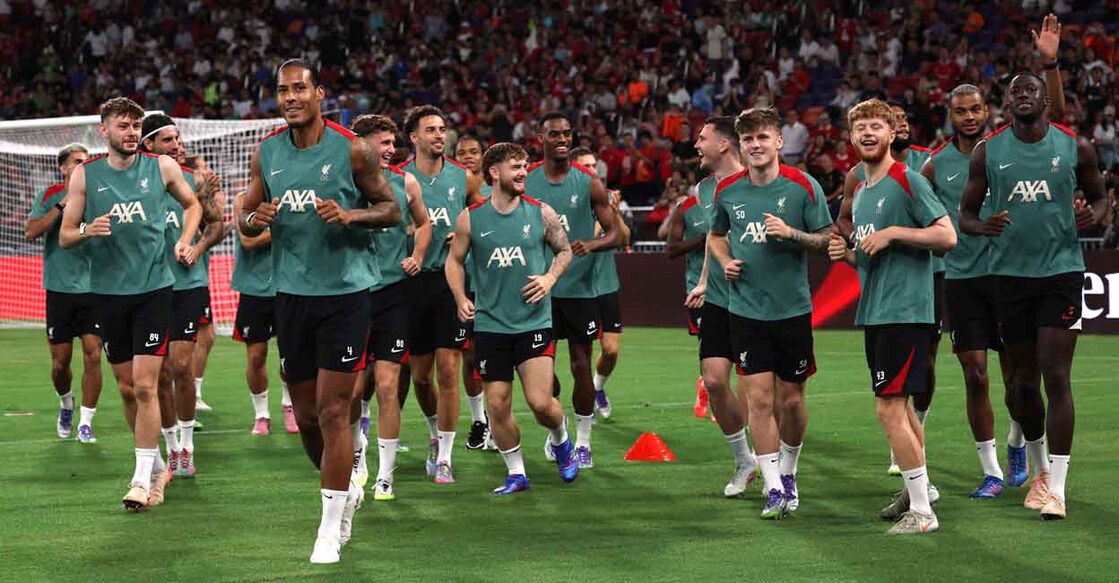 Liverpool's Virgil van Dijk with teammates during training. File Photo: Reuters/Tyrone Siu