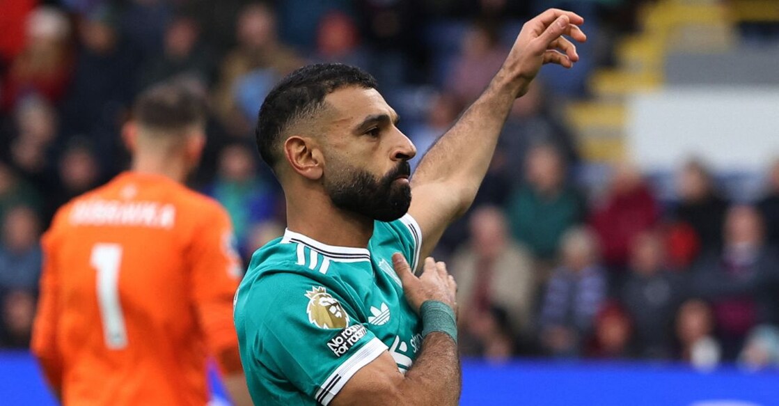 Liverpool's Mohamed Salah celebrates scoring their first goal. Photo: Reuters/Scott Heppell