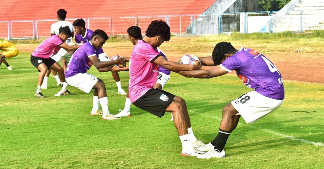 Kerala players train for the Santosh Trophy. Photo: KFA