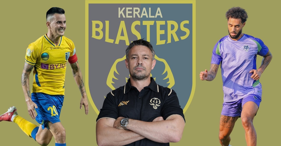 (From left) Adrian Luna, Ashley Wwestwood and Andre Green. Photo: Manorama/Kerala Blasters FC/Canva