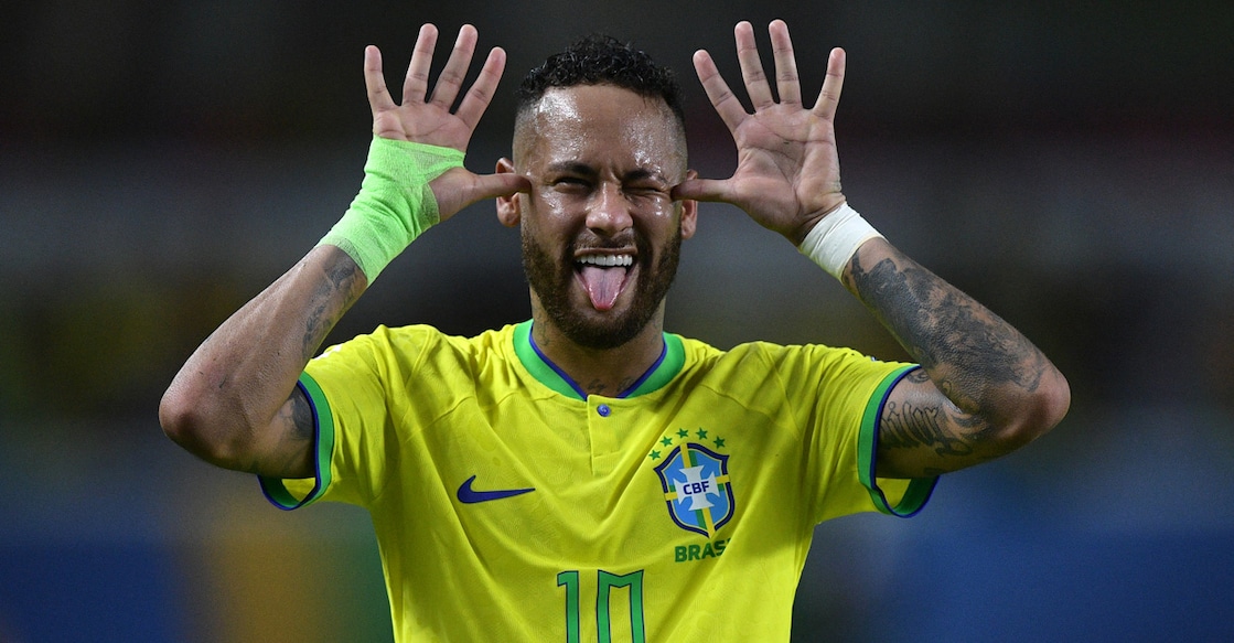 Brazil's forward Neymar celebrates after scoring a goal during the 2026 FIFA World Cup South American qualifiers against Bolivia at the Jornalista Edgar Proença 'Mangueirao' stadium in Belem, state of Para, Brazil, on September 8, 2023. Neymar became Brazil's all-time top scorer, surpassing Pele's record. Photo: AFP/ Carl de Souza