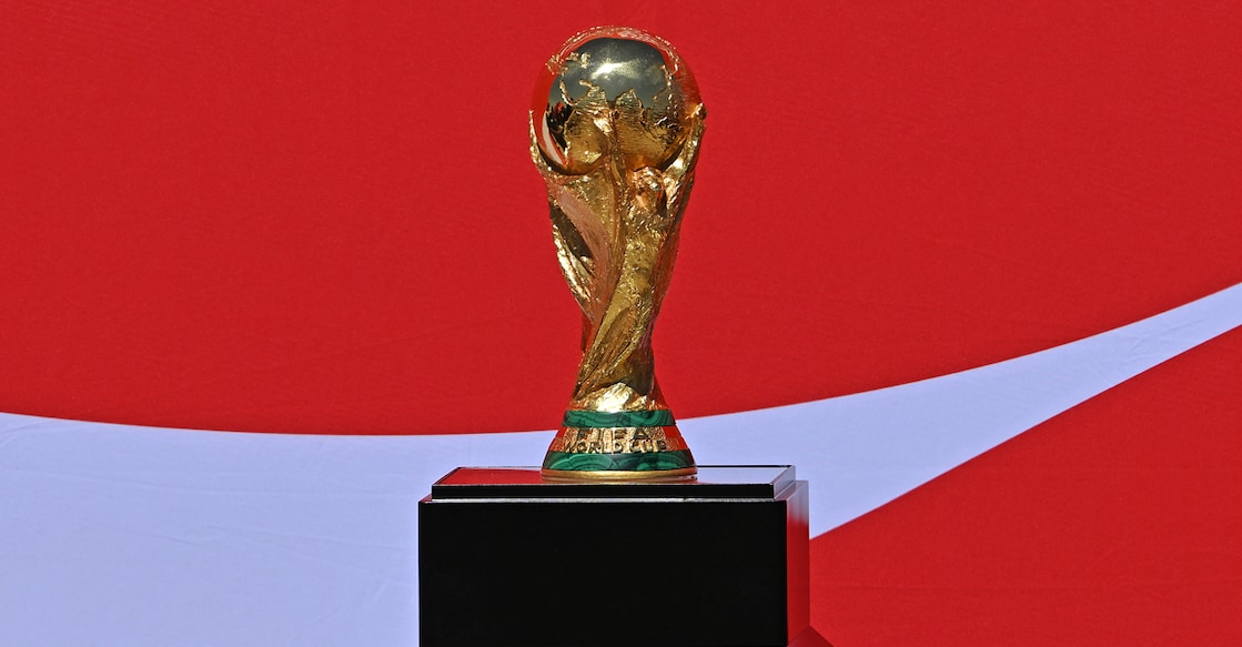 The FIFA World Cup trophy is pictured in Mexico City on February 27, 2026. Photo: AFP