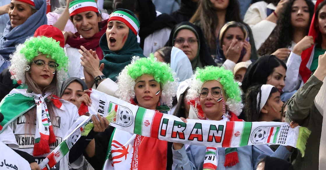 Iran supporters cheer during a FIFA World Cup 2026 Asia zone qualifiers between Iran and the North Korea at the Azadi Sports Complex in Tehran on June 10, 2025. Photo: AFP/ Atta Kenare