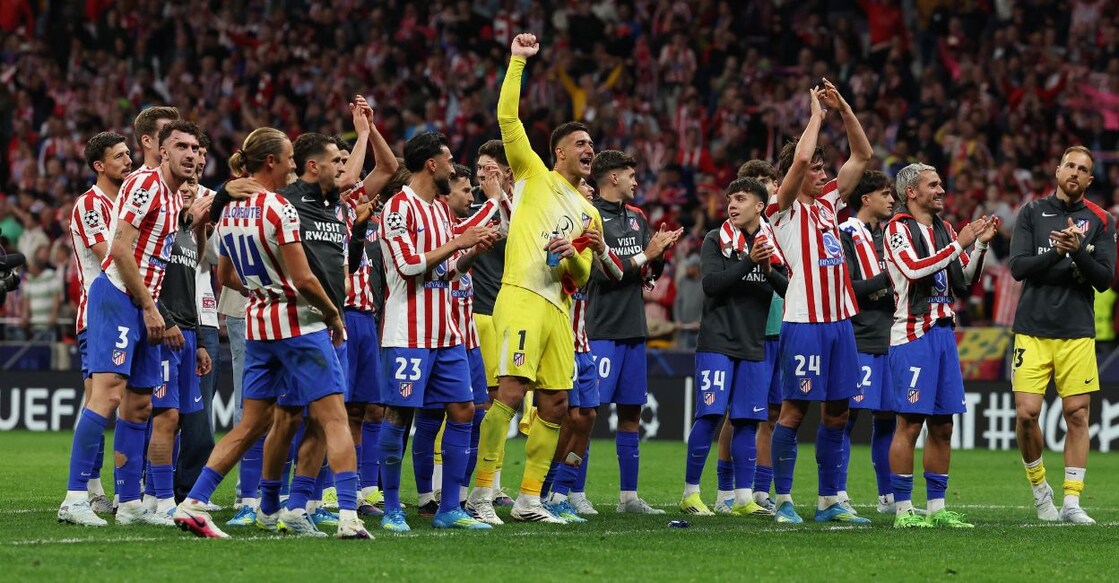 Atletico Madrid players celebrate after their Champions League match against Barcelona. Photo: Reuters