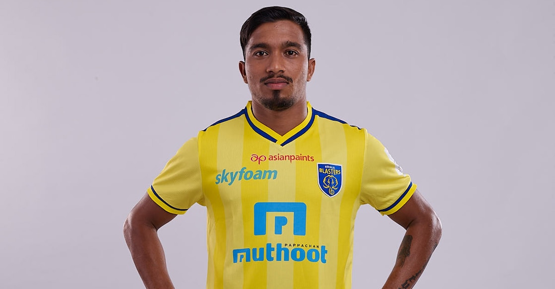 Jessel Carneiro in a Kerala Blasters jersey. File photo: Special arrangement  