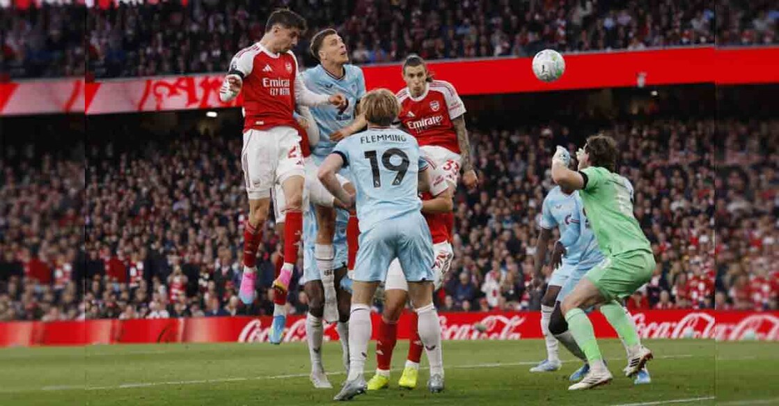 Arsenal's Kai Havertz scores their first goal past Burnley's Max Weiss. Photo: Action Images via Reuters/Andrew Couldridge