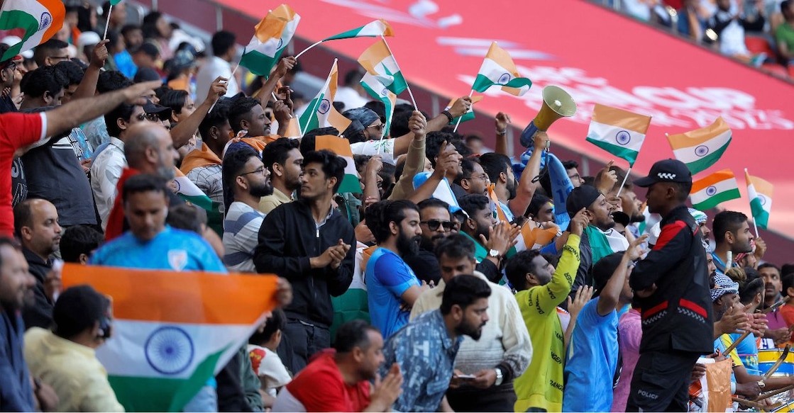A representational image showing Indian fans during the Qatar 2023 AFC Asian Cup football match between Syria and India at Al-Bayt Stadium in Doha, on January 23, 2024. Photo: AFP