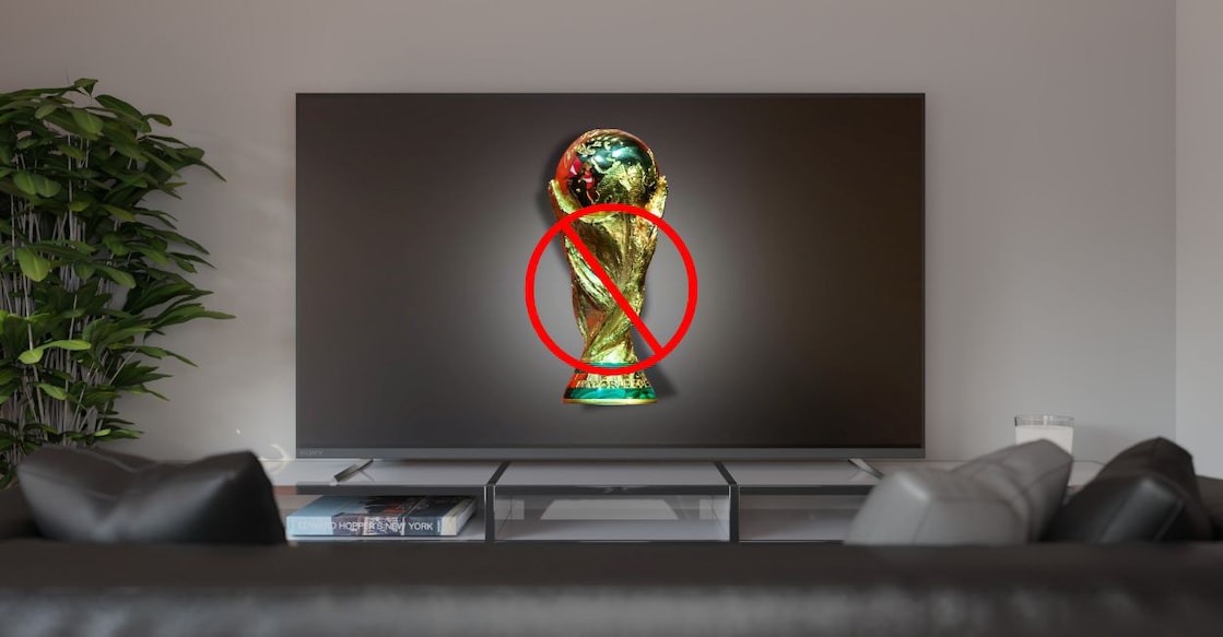 Representational image showing a FIFA World Cup trophy on a television screen. 