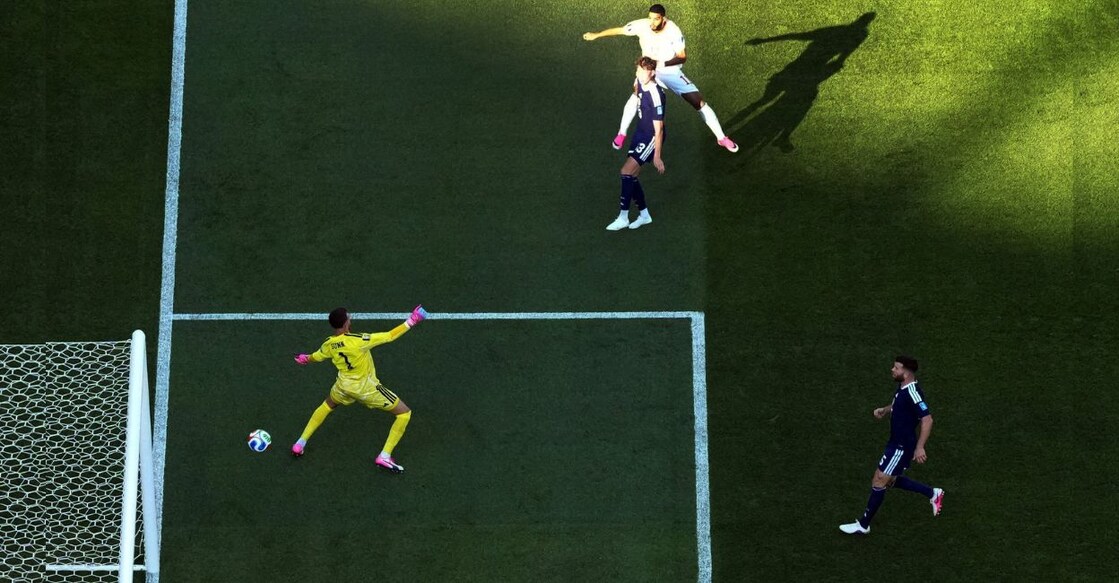 Morocco's Ismael Saibari scores their first goal. Photo: Reuters