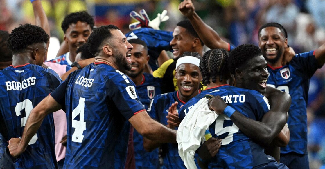 Cape Verde players celebrate after the 2026 World Cup Group H football match against Saudi Arabia at the Houston Stadium in Houston on June 26, 2026. Photo: AFP/ Ronaldo Schemidt 