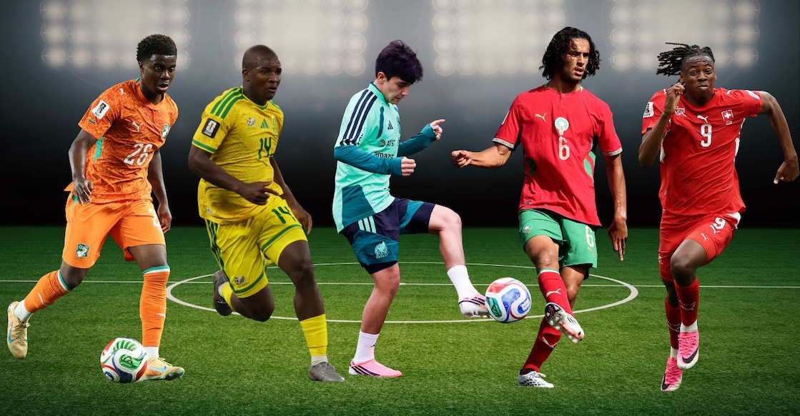 Christ Inao Oulai, Mbekezeli Mbokazi, Gilberto Mora, Ayyoub Bouaddi, Johan Manzambi. Photo: AFP/ Canva