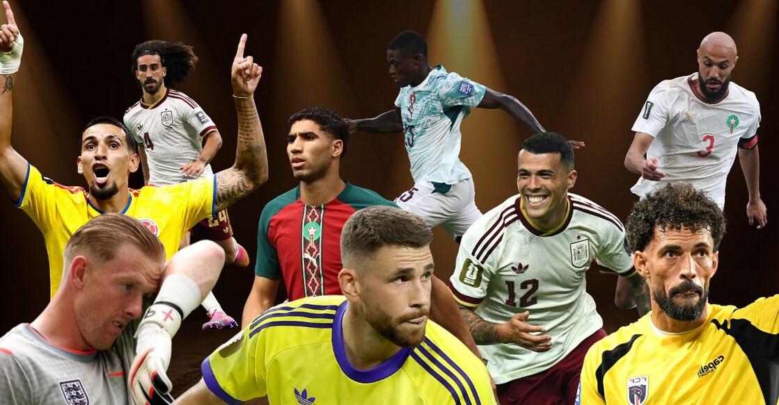 (From bottom left) Jordan Pickford, Unai Simon, Vozinha, Daniel Munoz, Achraf Hakimi, Pedro Porro, Marc Cucurella, Nuno Mendes, Noussair Mazraoui. Photo: AFP