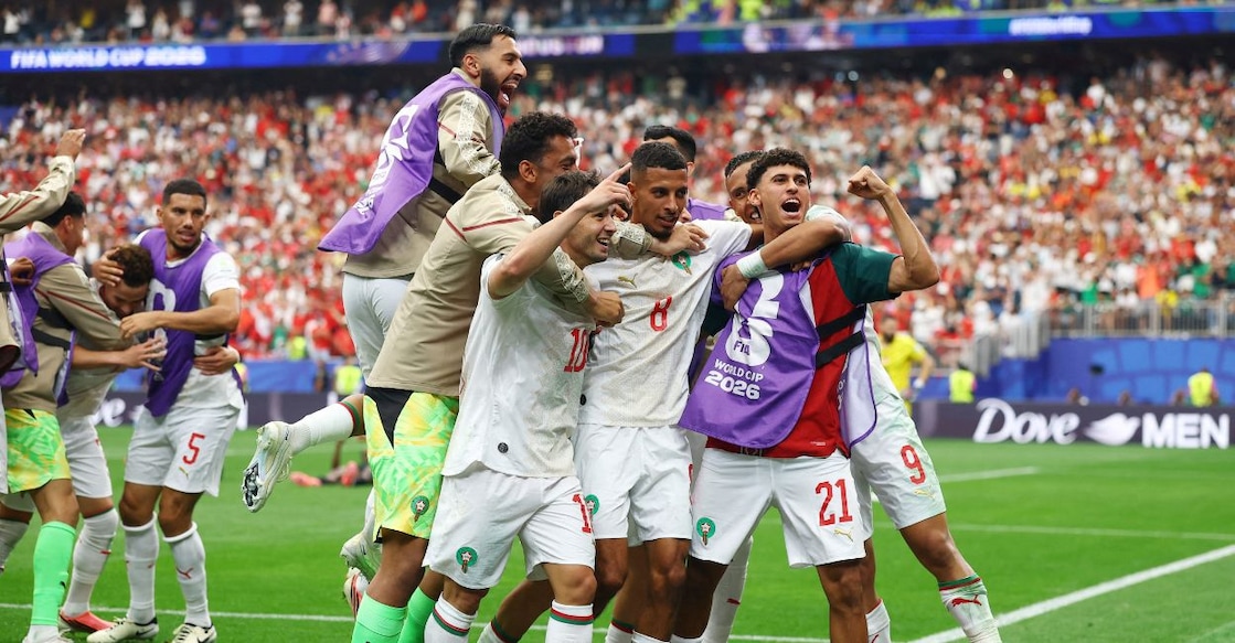 Morocco's Azzedine Ounahi celebrates scoring their second goal with teammates. Photo: REUTERS/Hannah Mckay