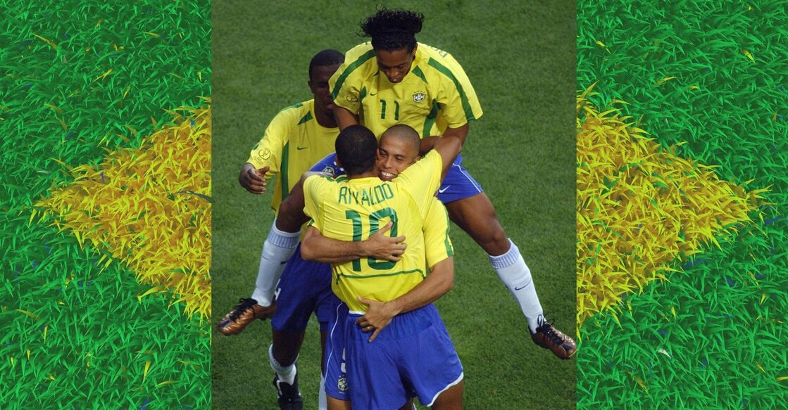 A file photo of Ronaldinho, Ronaldo and Rivaldo celebrating scoring Brazil's goal during the 2002 World Cup. Photo: AFP