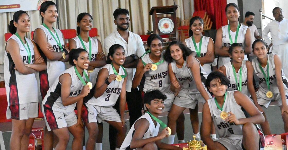 Providence HSS girls team pose with their medals after winning the St Chavara Trophy. Photo: Special arrangement