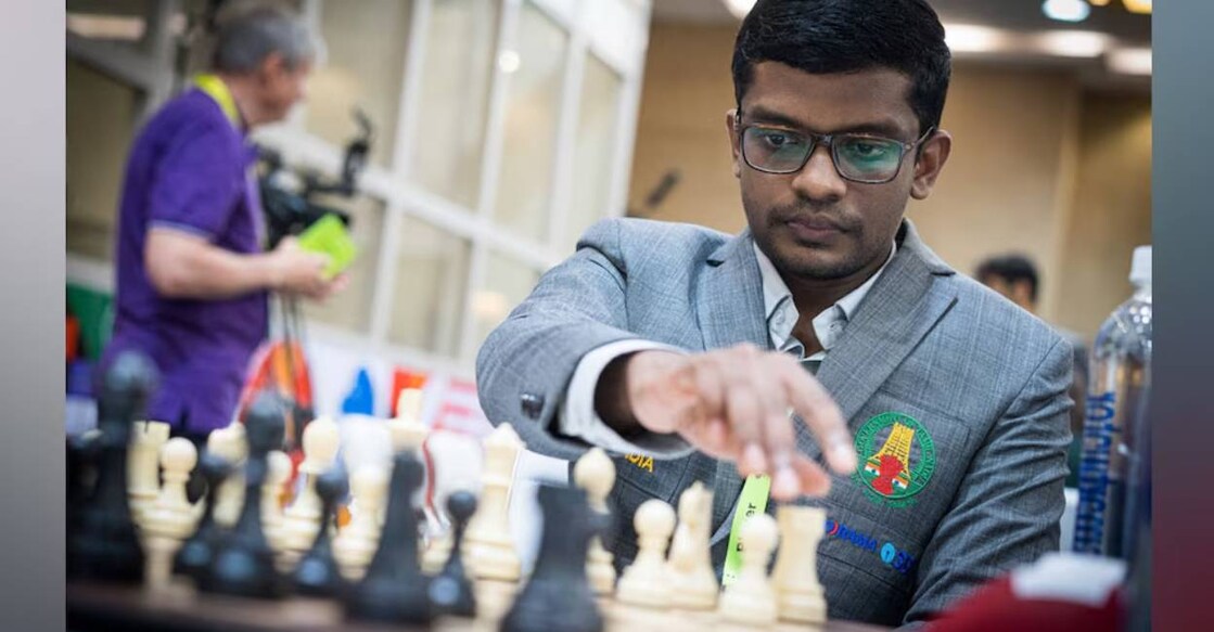 India's SL Narayanan in action during round 1 of the Chess Olympiad in Chennai. Photo: FIDE/Lennart Ootes