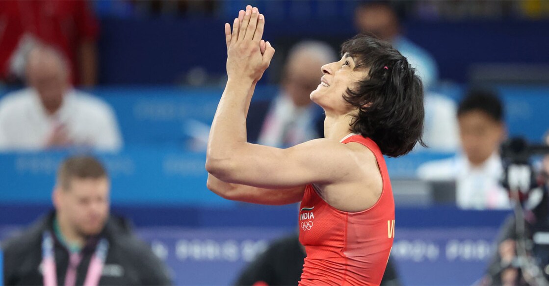 Vinesh Phogat at Champ-de-Mars Arena, in Paris on August 6, 2024. File Photo: PTI