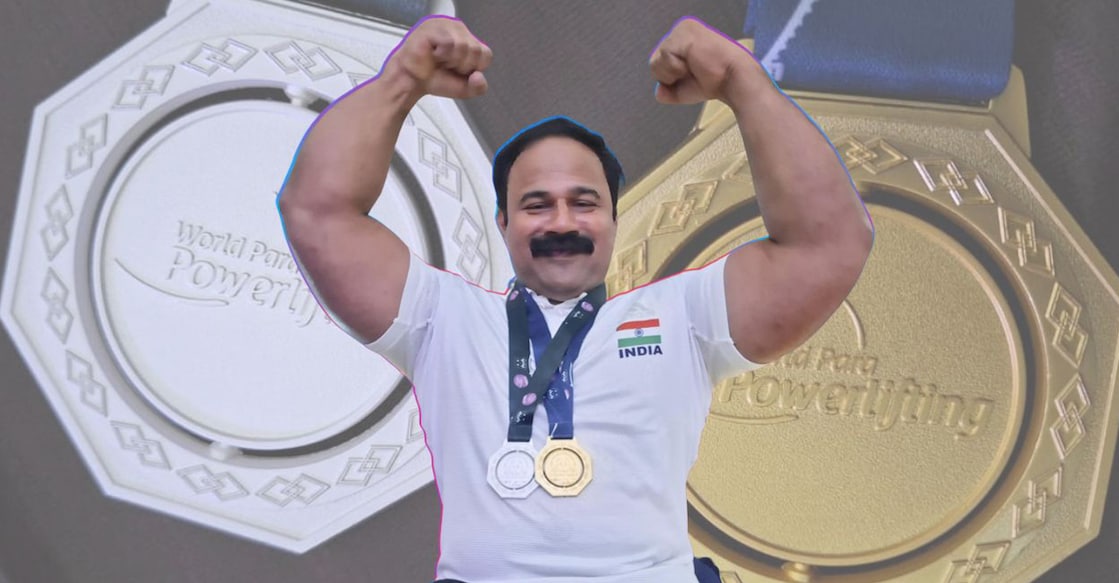 Untitled design - 1 Joby Mathew won a gold and silver at 2025 Para Powerlifting World Cup in Beijing. Photos: Special arrangement